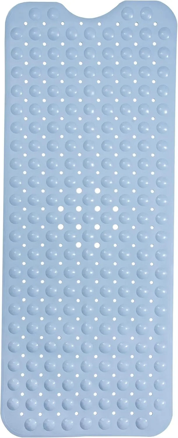 ENKOSI Non-Slip Bath Mat - Extra Long 40 x 16 Inch Large Anti-Slip Tub & Shower Mat with Suction Cups and Drain Holes for Bathroom Bathtub Safety and Decor (40x16 Aqua Blue)