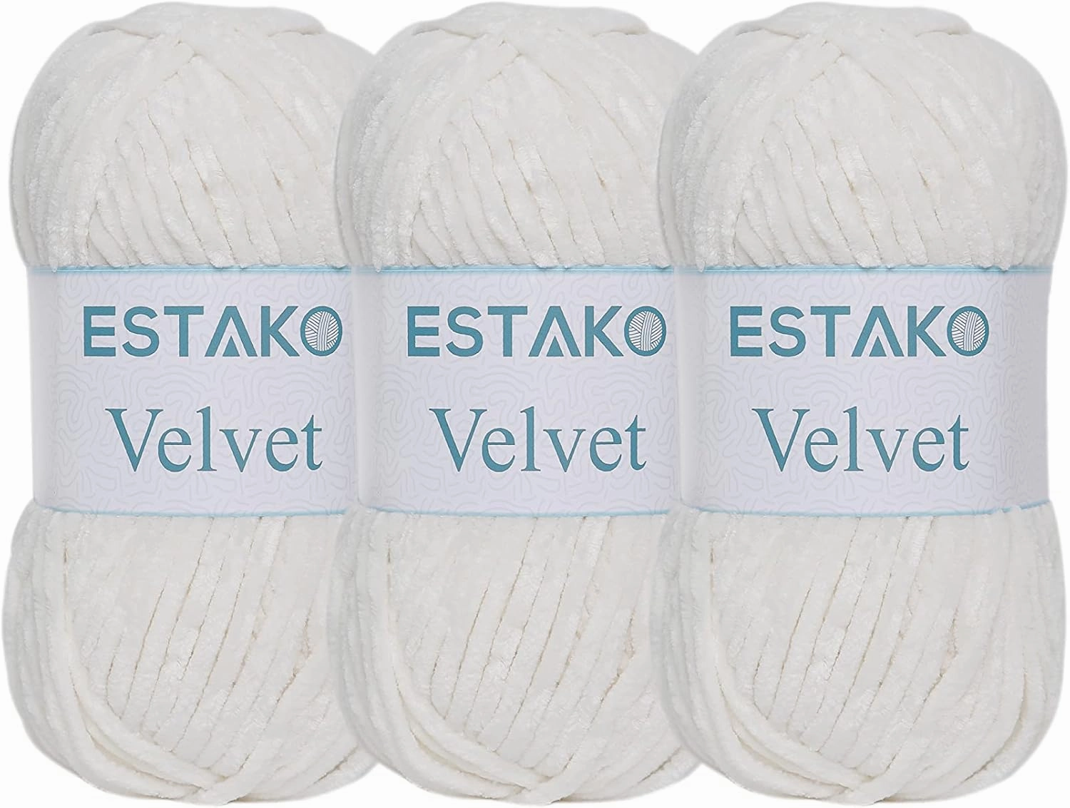 Estako Velvet (3- Skeins Pack) Chenille Blanket amigurumi Yarn for Crocheting and Knitting Super Bulky 3x100 gr (3x132 yds) (1150 - Cream)