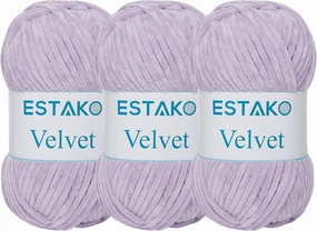Estako Velvet (3- Skeins Pack) Chenille Blanket amigurumi Yarn for Crocheting and Knitting Super Bulky 3x100 gr (3x132 yds) (1630 - Lilac)