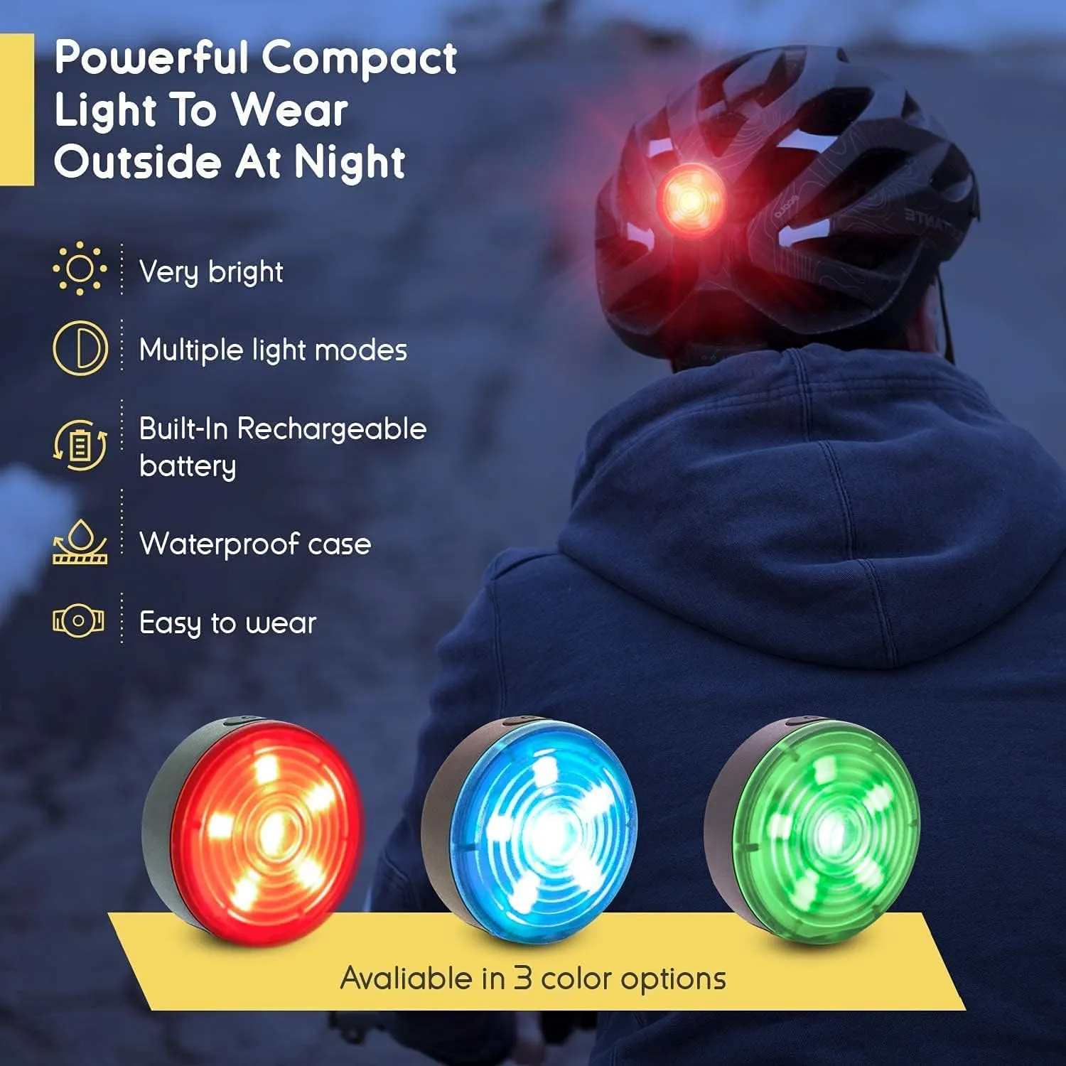 Everbeam E200 LED Bicycle Lights Front and Rear Rechargeable | Powerful Waterproof Safety Clip On LED Light Set are Great for Runners, Cycling, Dog Walking, Kayaking - Includes Straps for Wearing - 2 Pack