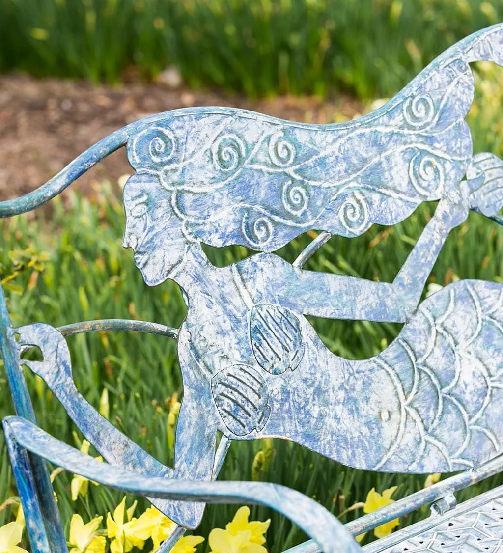 Evergreen Garden Mermaid Garden Bench Outdoors & Indoors | Cast Iron Metal Patio Bench | Outdoor Seating Furniture | Seats for Park, Porch, Deck, Yard