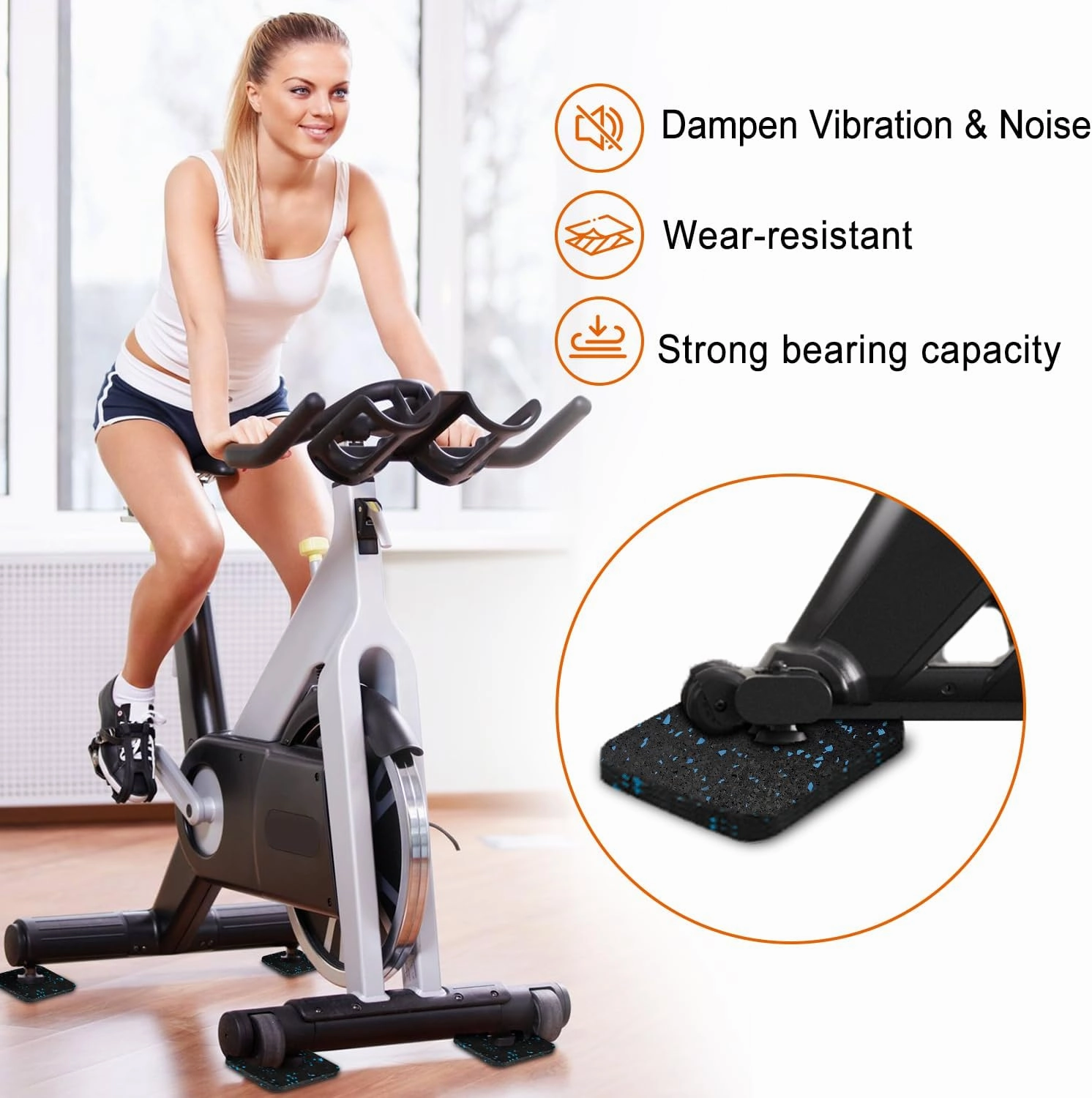 Exercise Equipment Mat, Treadmill Mat Pads - with High Density Rubber Mats for Protect Floors, Shock Absorbing Mat, Sound Proof Floor Mat (8)