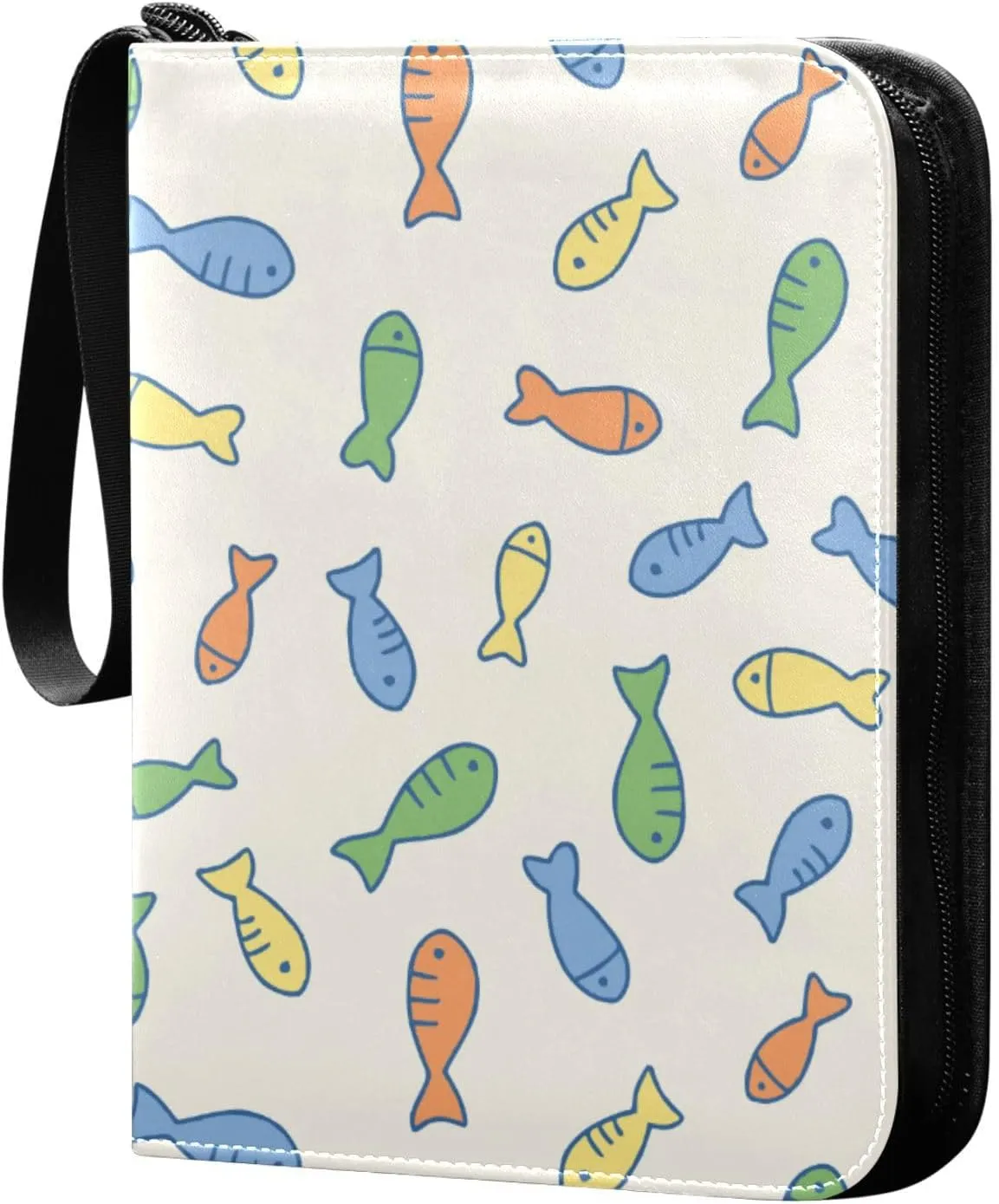 Exnundod Trading Card Binder for Cards Cute Colorful Little Fishes Pattern Card Album 4-Pockets 400 Cards Removable Sleeves PU Baseball Card Holder Football Sports Card Collection