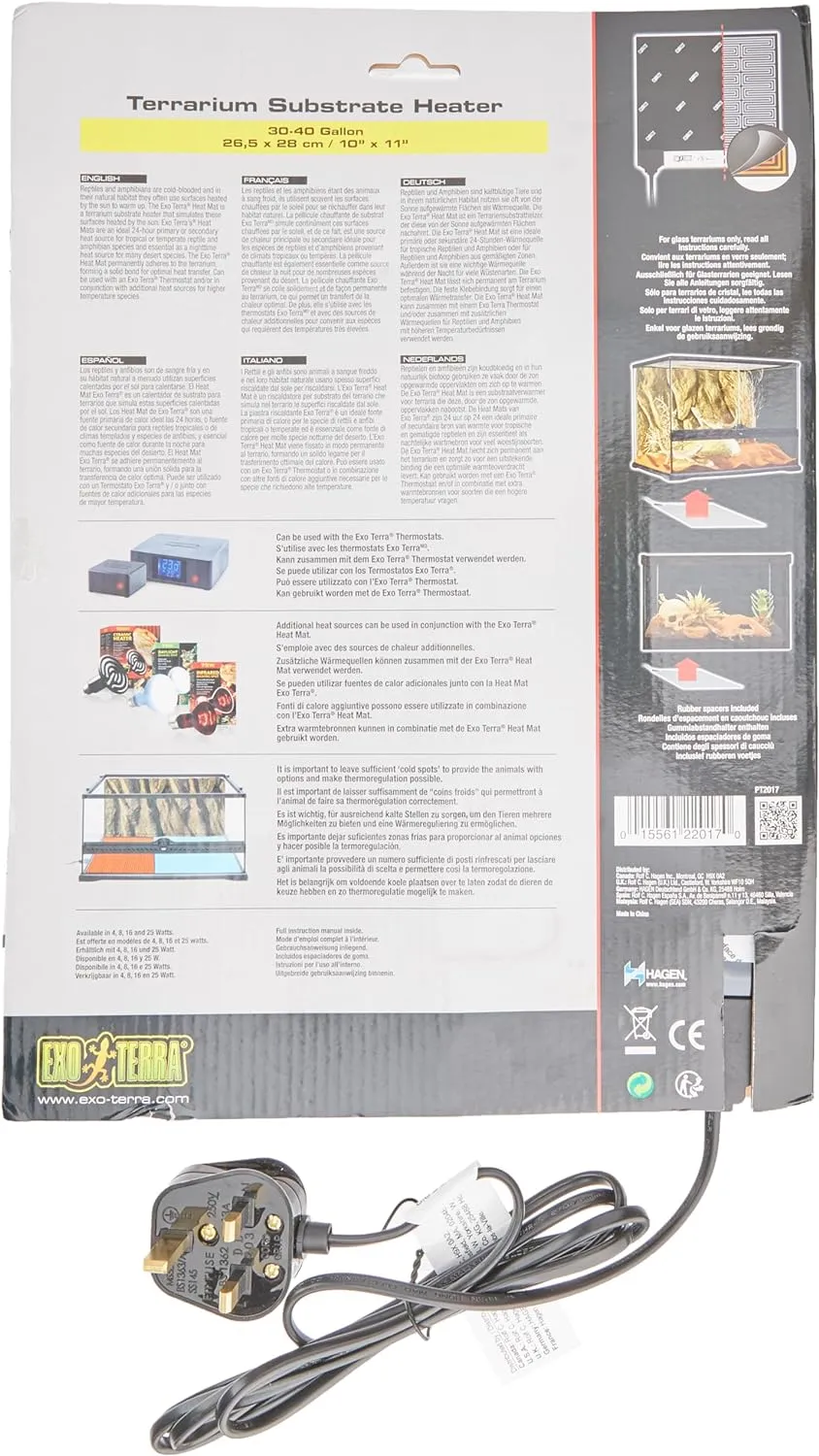 Exo Terra Heat Mat - Reptile Terrarium Substrate Heater for Safe, Even Heating | Ideal for Tropical & Temperate Reptile Environments - 16 Watt, Medium