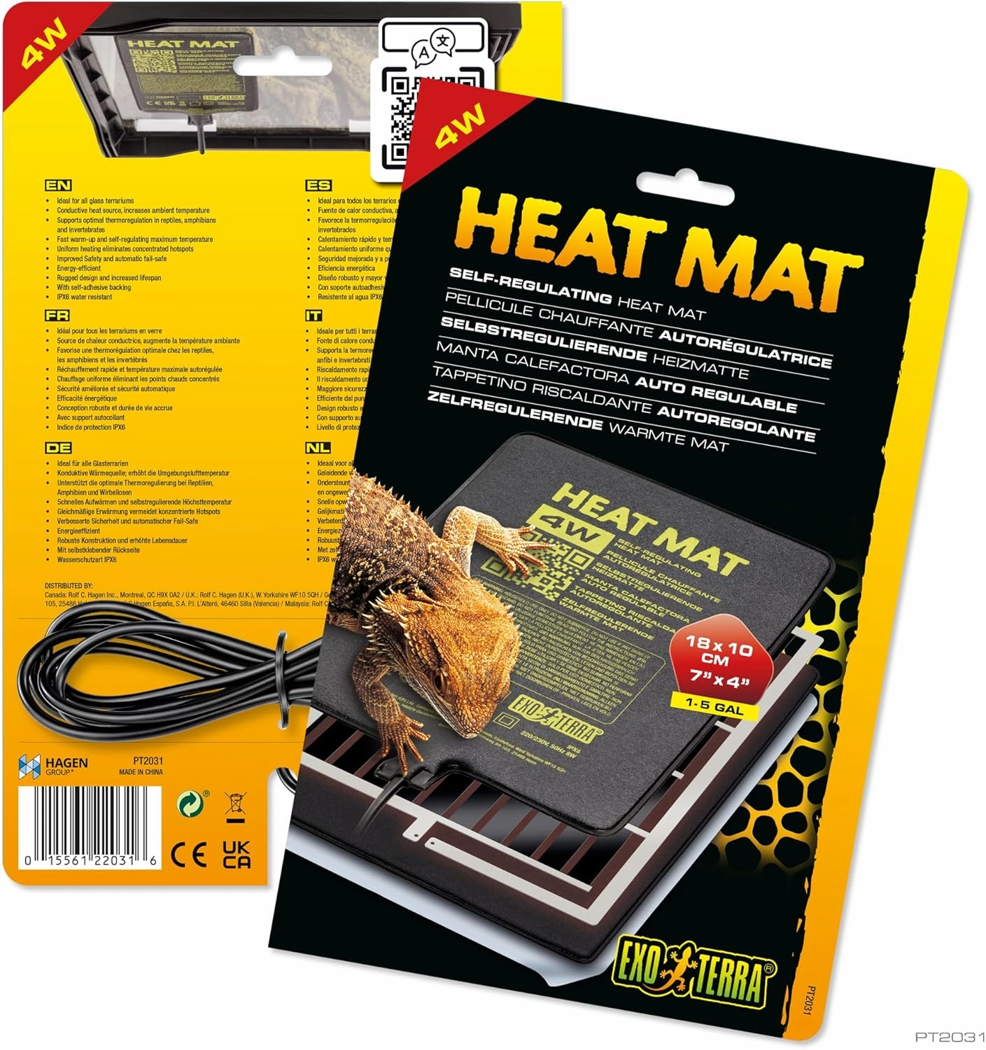 Exo Terra Heat Mat – Self-Regulating Reptile Heating Pad for Terrariums, Conductive Source for Reptiles & Amphibians, Fast Warm-Up, Safe & Energy Efficient, Even Distribution 4W