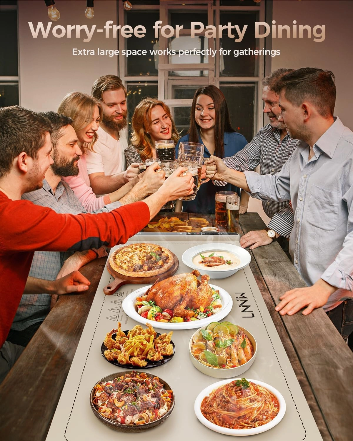 Extra Large Food Warming Mat, 36x15 Inch Electric Heating Tray for Parties, Buffets, and Family Gatherings