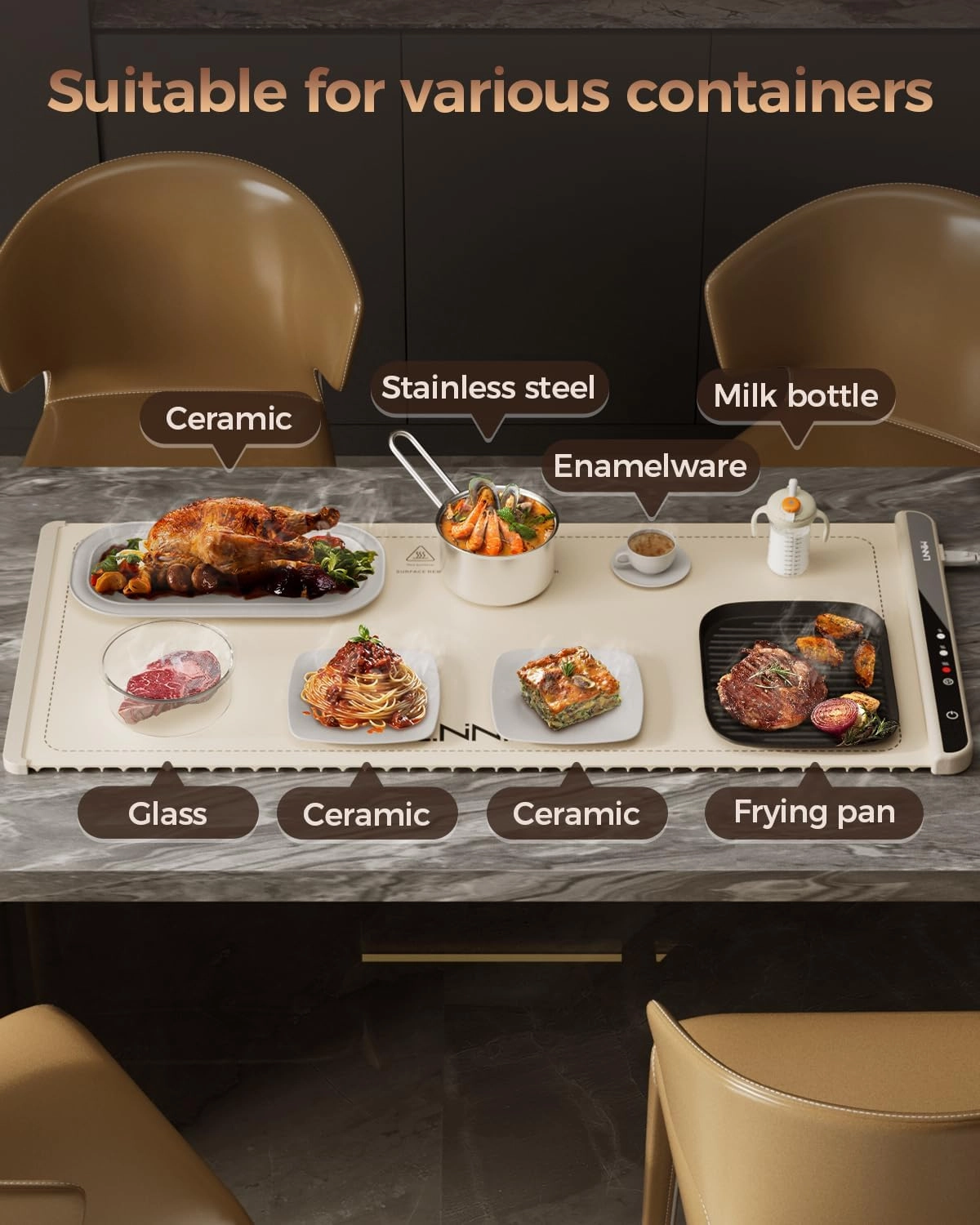 Extra Large Food Warming Mat, 36x15 Inch Electric Heating Tray for Parties, Buffets, and Family Gatherings