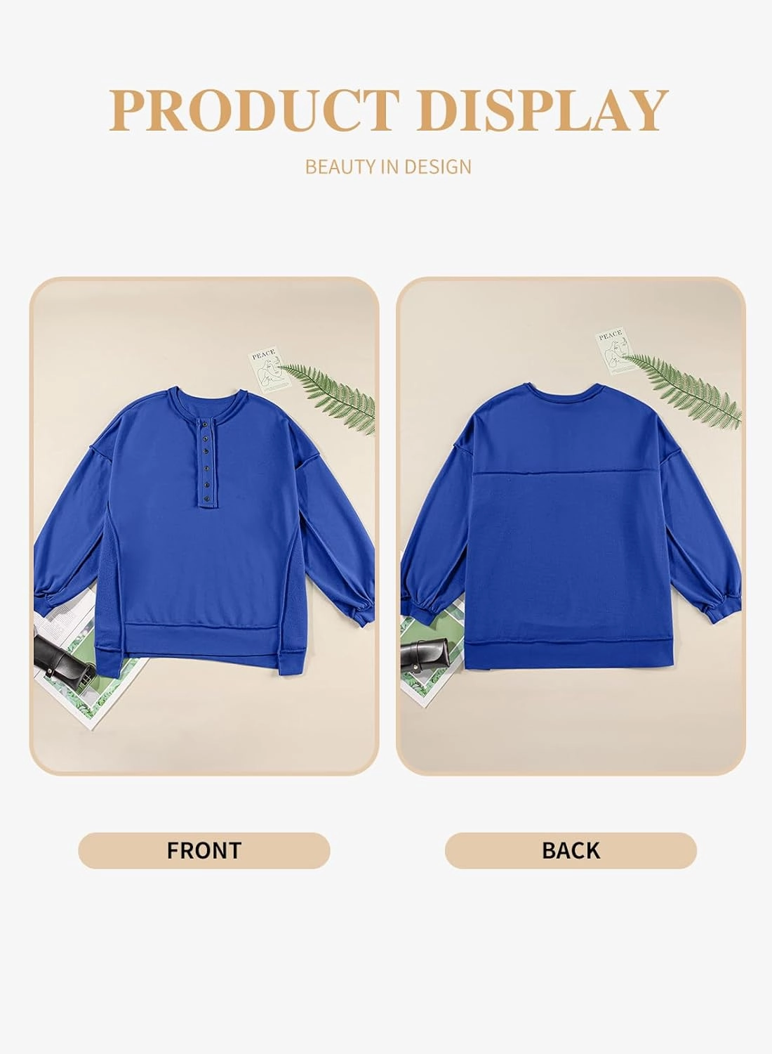 Eytino Women's Plus Size Sweatshirts Button Henley Neck Casual Long Sleeve Oversized Pullover Tops Shirts(1X-5X)