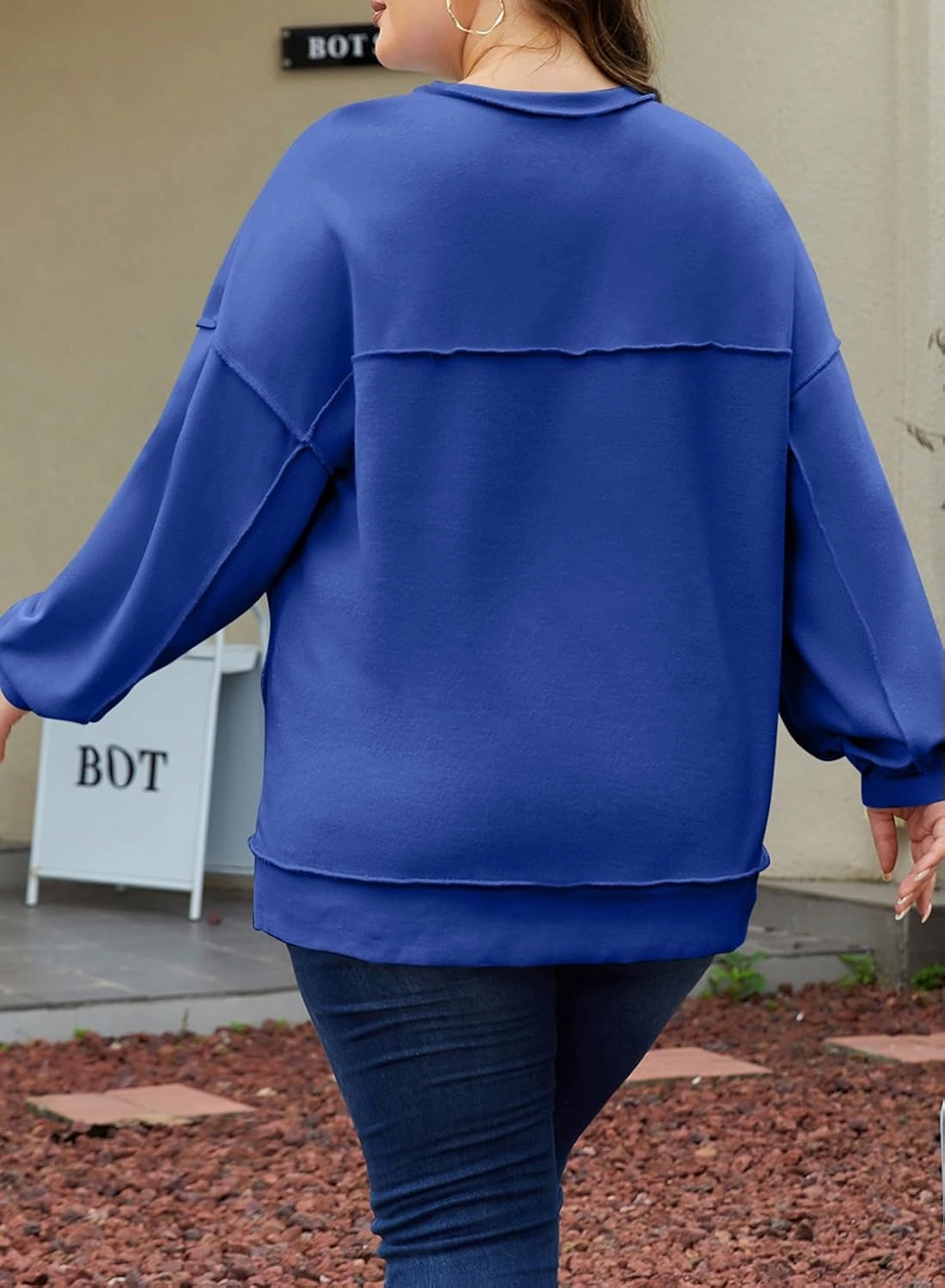 Eytino Women's Plus Size Sweatshirts Button Henley Neck Casual Long Sleeve Oversized Pullover Tops Shirts(1X-5X)