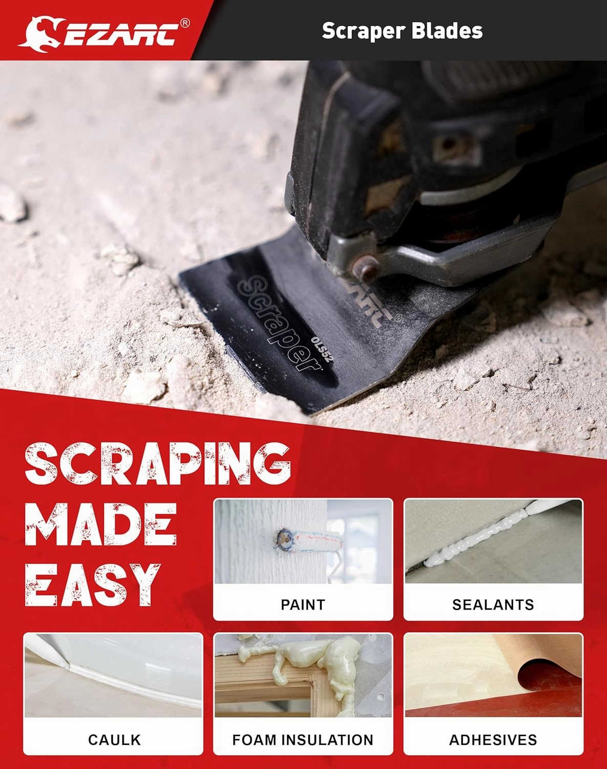 EZARC 7PCS Oscillating Saw Blades, Titanium Multitool Blades for Wood Metal, Multitool Blades Kits with Arc Edge Japanese Teeth Fit Dewalt Milwaukee Bosch