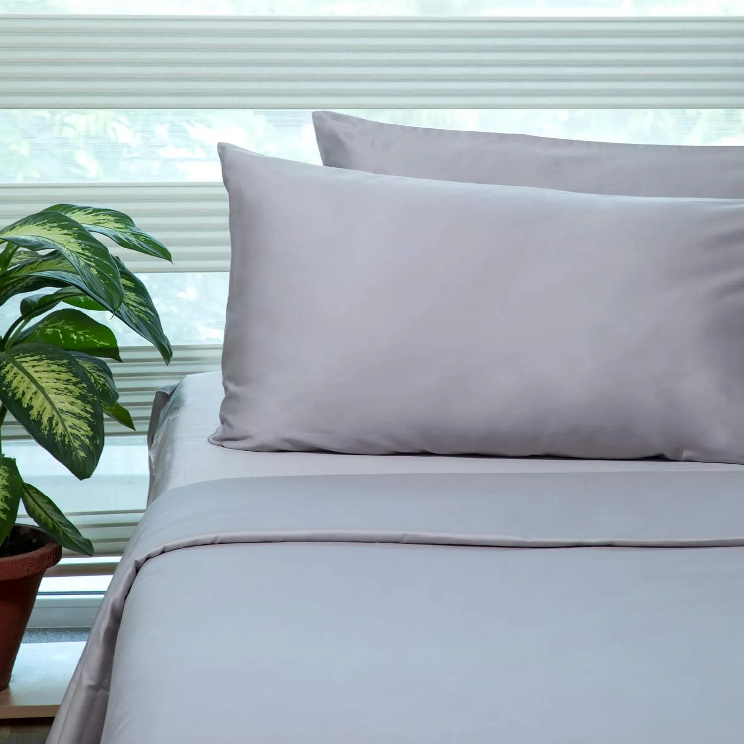 FABDREAMS 100% Organic Cotton Queen Sheet Set | 400 Thread Count|Luxury Hotel Collection|GOTS Certified Premium Long Staple Cotton|Elasticised 17" Deep Pockets|Smoother than Egyptian Cotton|Light Gray