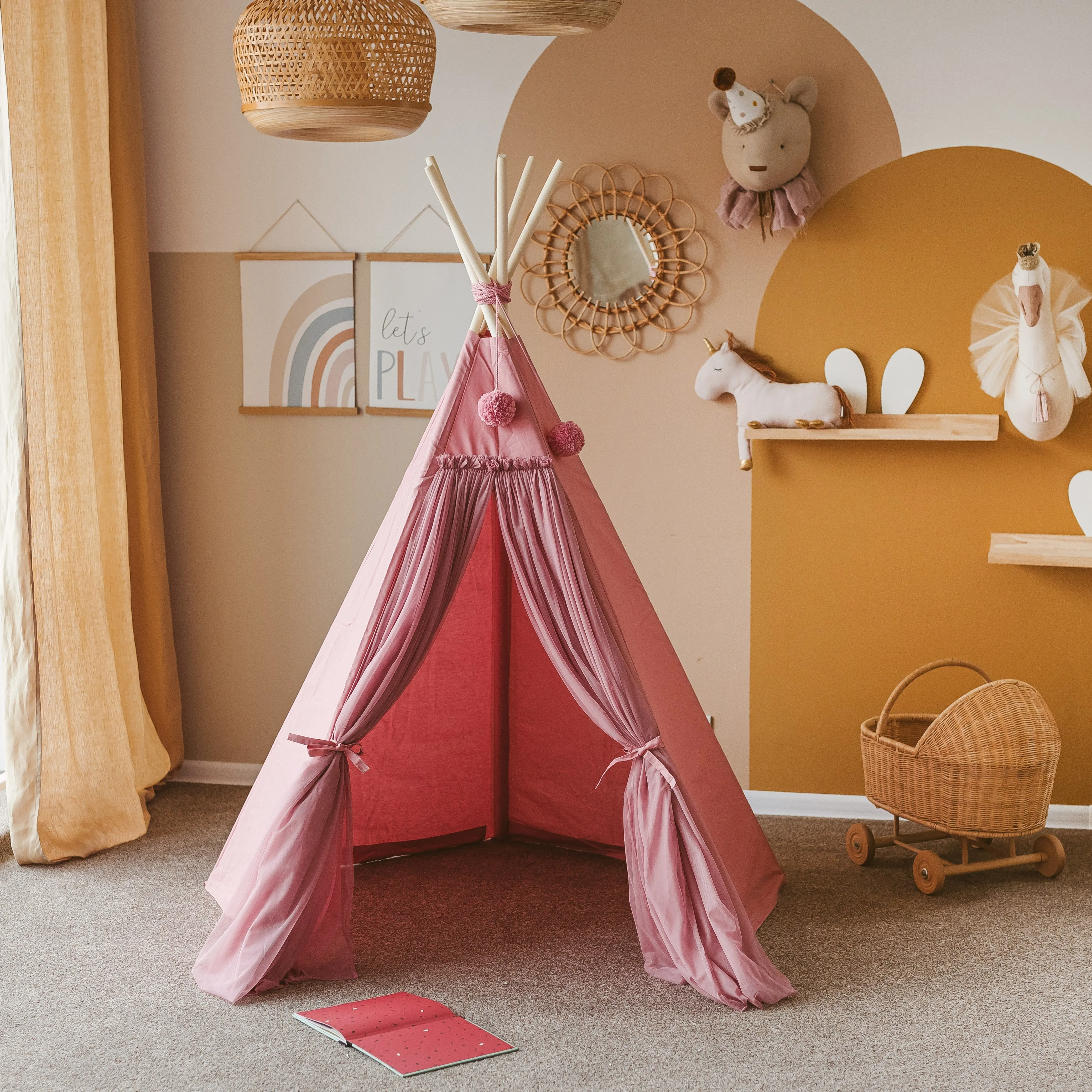 Fairy Kids Play Tent With Tulle in Rose