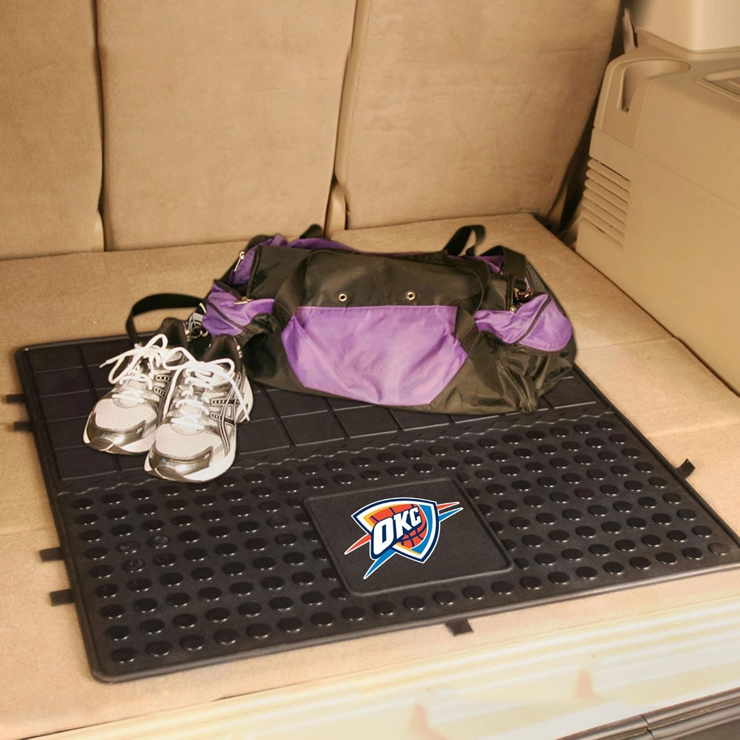 FANMATS 10816 Oklahoma City Thunder Heavy Duty Vinyl Cargo Mat 31"x31", All Weather Trunk Mat, Trunk Protection