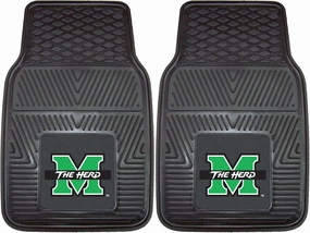 FANMATS 12823 Marshall Thundering Herd 2-Piece Heavy Duty Vinyl Car Mat Set, Front Row Floor Mats, All Weather Protection, Universal Fit, Deep Resevoir Design