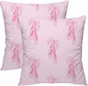 Farmhouse Throw Pillow Cover Set of 2 Female Pink Ballet Slippers Soft Couch Pillow Covers Square Cushion Covers for Home Sofa Car Living Room Bed Office 16 * 16inches