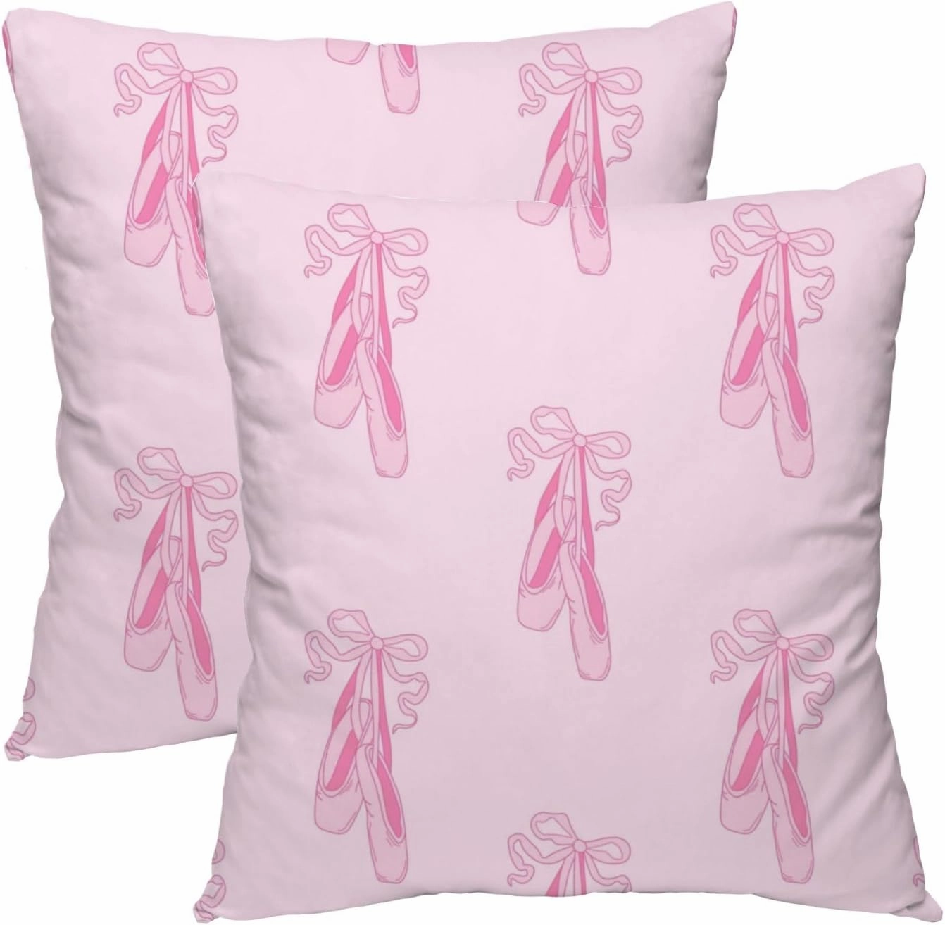 Farmhouse Throw Pillow Cover Set of 2 Female Pink Ballet Slippers Soft Couch Pillow Covers Square Cushion Covers for Home Sofa Car Living Room Bed Office 16 * 16inches