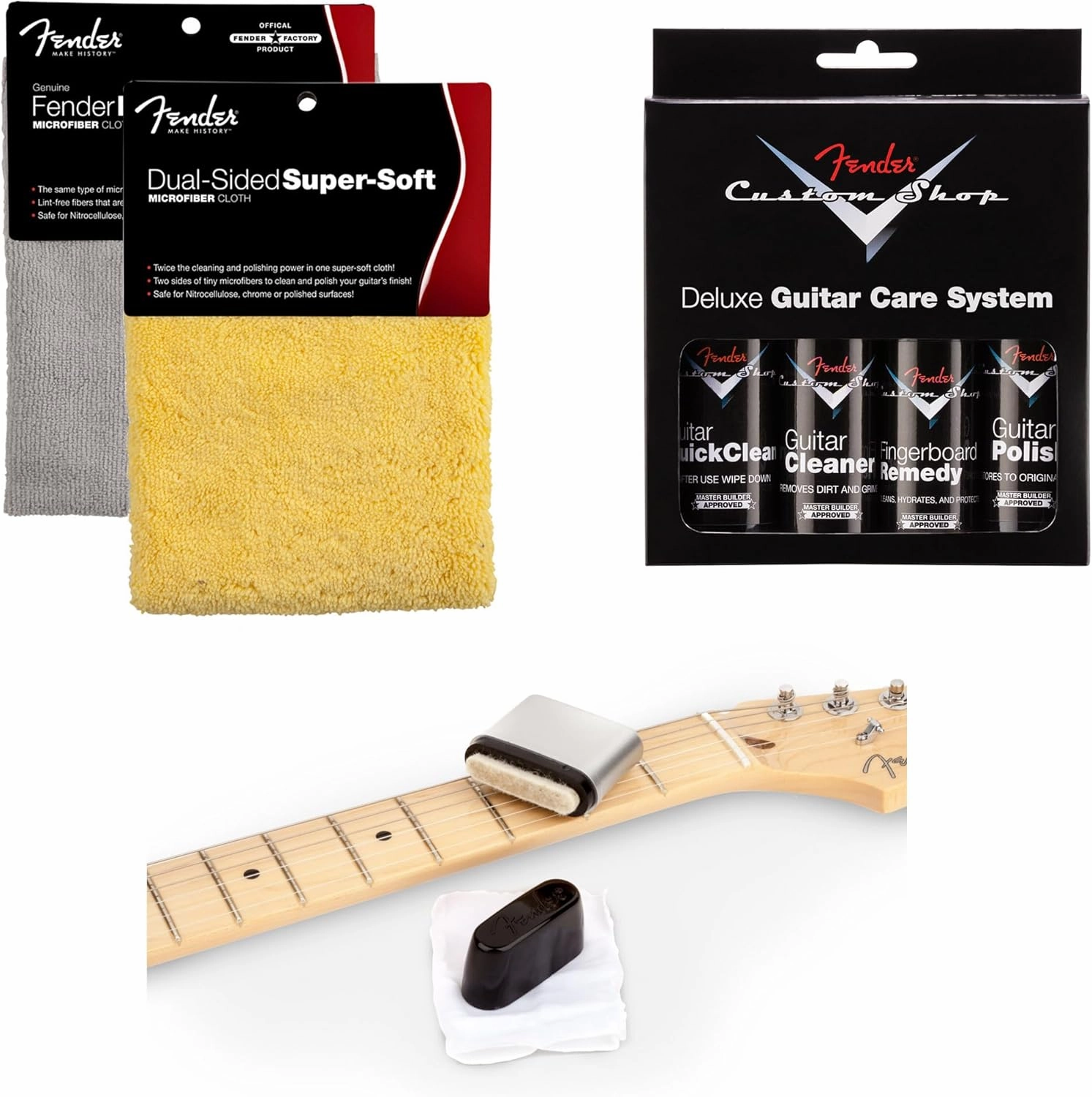 Fender American Professional II Stratocaster - Black Bundle with Case, Strap, Cable, and Guitar Cleaning Kit
