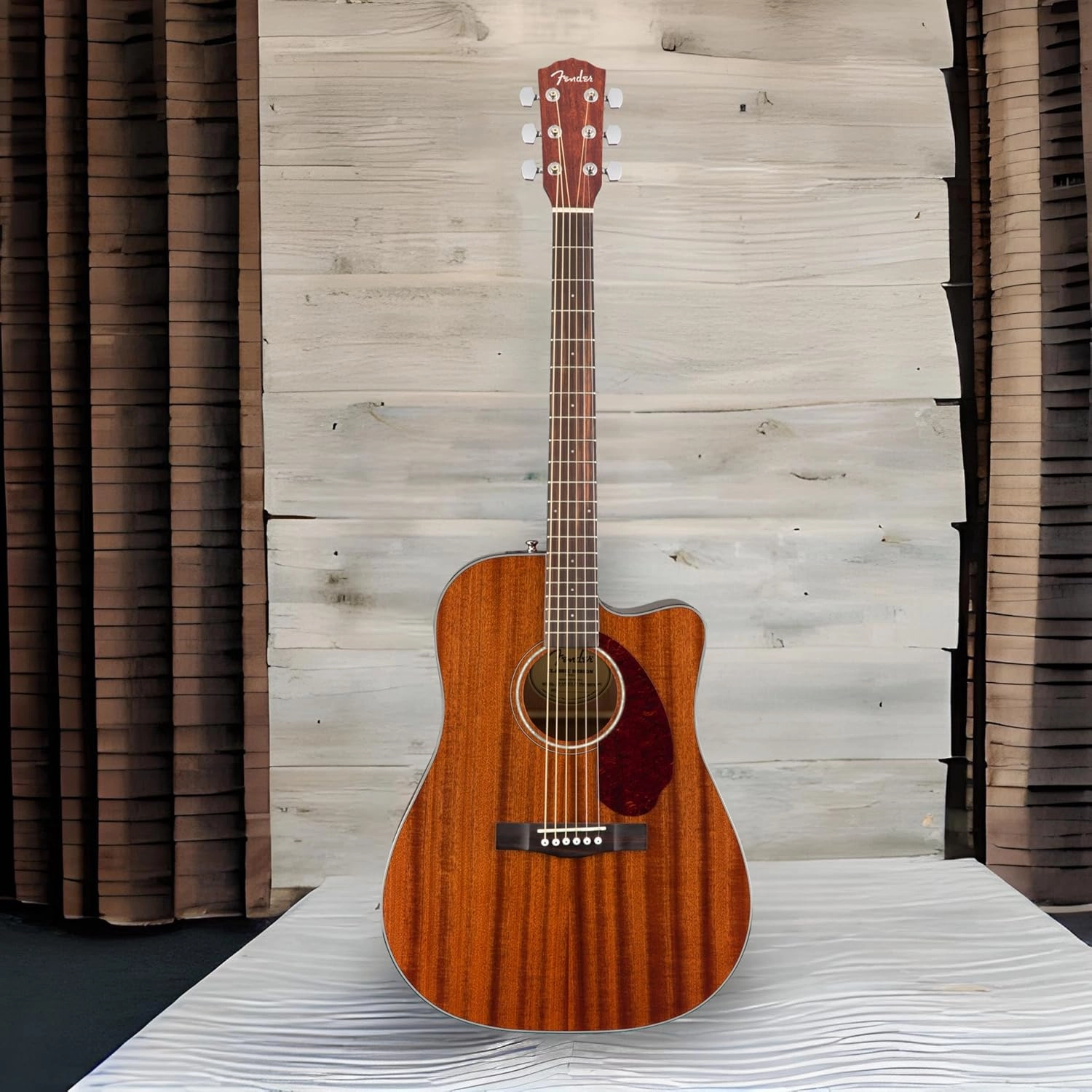 Fender CD-140SCE All-Mahogany Dreadnought Cutaway Acoustic Electric Guitar, with 2-Year Warranty, Fishman Pickup and Preamp System, Natural, with Case