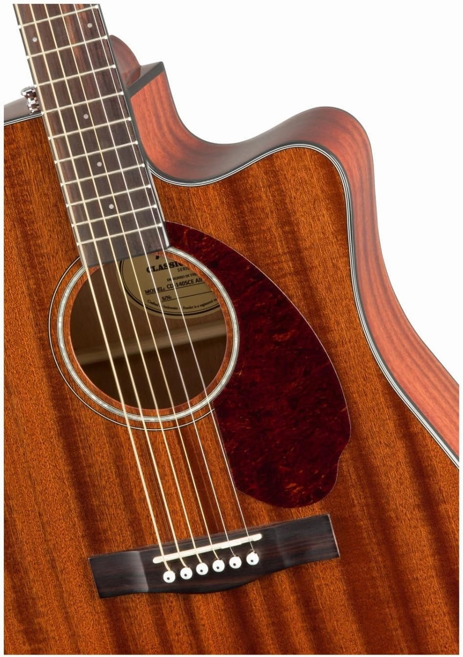 Fender CD-140SCE All-Mahogany Dreadnought Cutaway Acoustic Electric Guitar, with 2-Year Warranty, Fishman Pickup and Preamp System, Natural, with Case
