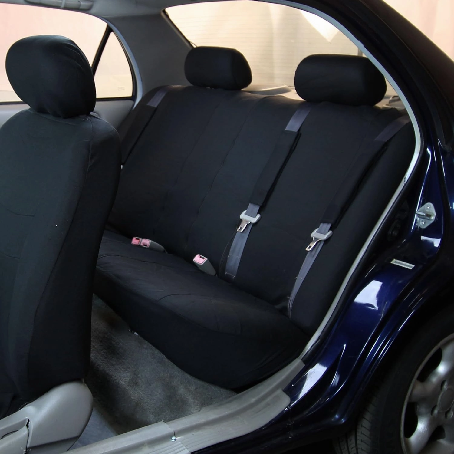 FH Group Car Seat Cover Light Breezy Automotive Seat Covers Flat Foam Padding Cloth Full Combo Set Black Seat Covers, Airbag and Split Rear Universal Fit Interior Accessories for Cars Trucks and SUV
