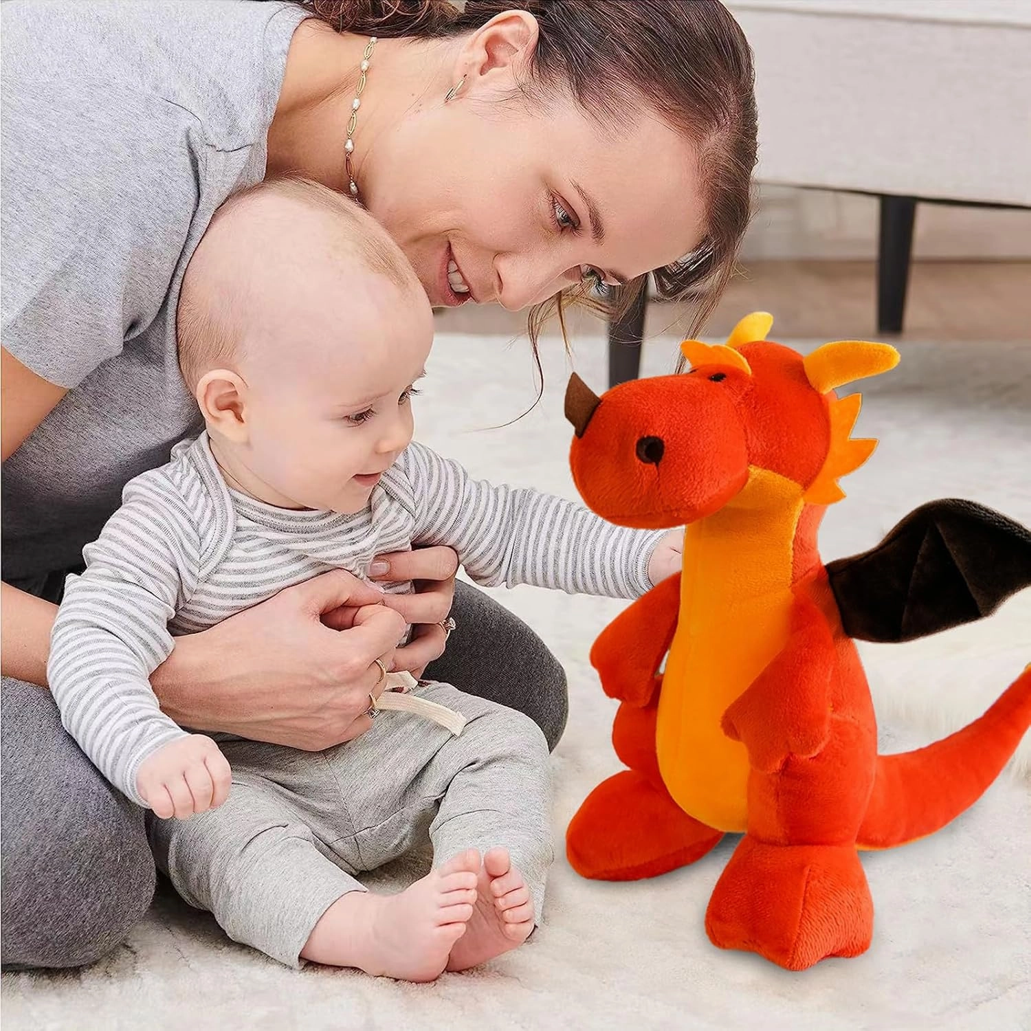 Fire Dragon - Cute Dinosaurs Stuffed Animal Plush Toy - Adorable Soft Dragon Toy Plushies and Gifts - Perfect Present for Kids, Babies, Toddlers (Orange,15.7 inch/40cm)