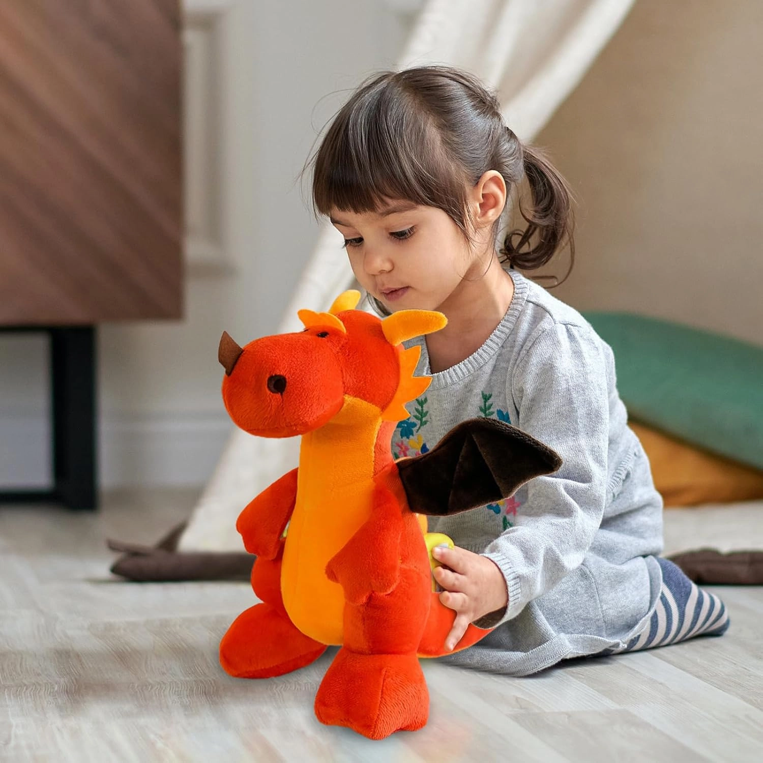 Fire Dragon - Cute Dinosaurs Stuffed Animal Plush Toy - Adorable Soft Dragon Toy Plushies and Gifts - Perfect Present for Kids, Babies, Toddlers (Orange,15.7 inch/40cm)