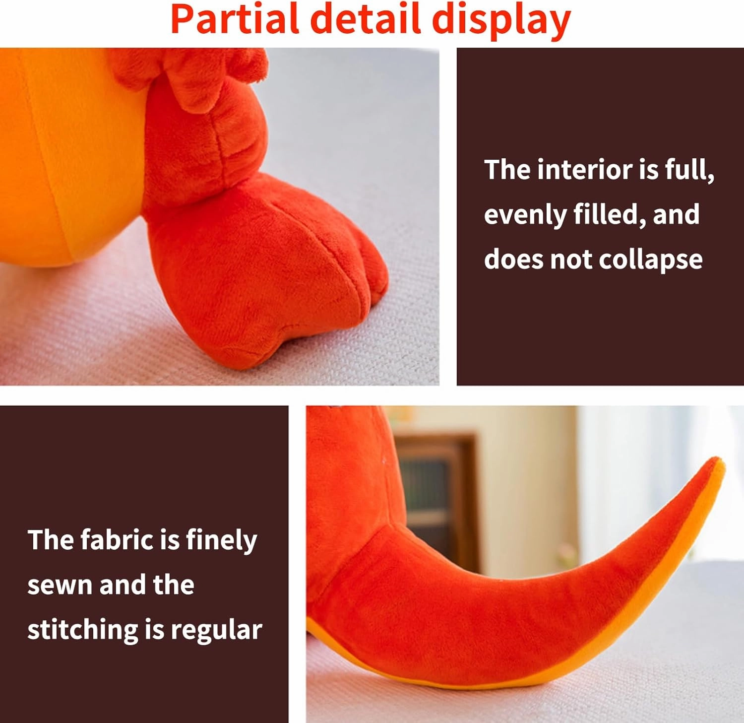 Fire Dragon - Cute Dinosaurs Stuffed Animal Plush Toy - Adorable Soft Dragon Toy Plushies and Gifts - Perfect Present for Kids, Babies, Toddlers (Orange,15.7 inch/40cm)