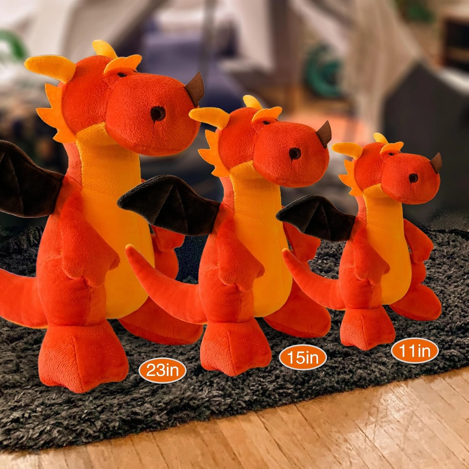 Fire Dragon - Cute Dinosaurs Stuffed Animal Plush Toy - Adorable Soft Dragon Toy Plushies and Gifts - Perfect Present for Kids, Babies, Toddlers (Orange,15.7 inch/40cm)