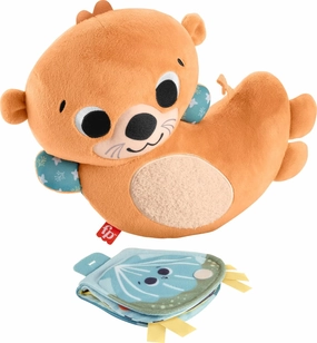 FISHER-PRICE BABY Toy 2-in-1 Rockin' Tummy Time Otter Plush Sensory Activity with Soft Book for Newborn Play Ages 0  Months