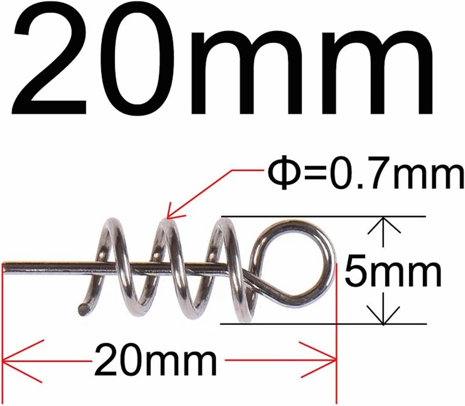Fishing Hooks 40/100 Pcs Stainless Steel Fishing Pins Spring Twist Lock Fishing Hook Tool Centering Pins Fixed Latch Needle For Soft Lure Bait Fishing (Color : 20mm, Model Number : 40 pcs)
