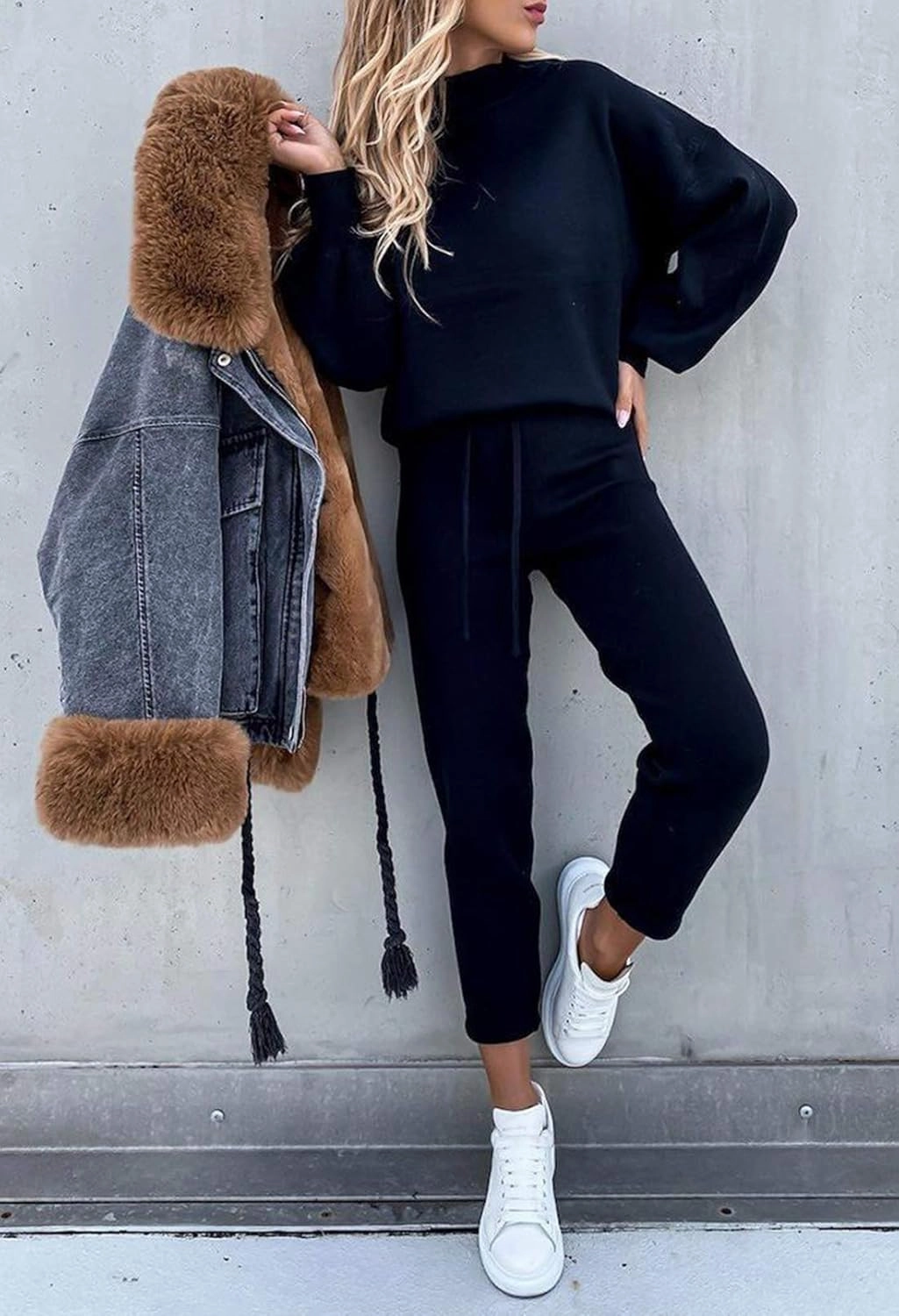 Fixmatti Women's 2 Piece Outfits Long Sleeve Pullover Sweatshirt Jogger Pants Sweatsuit