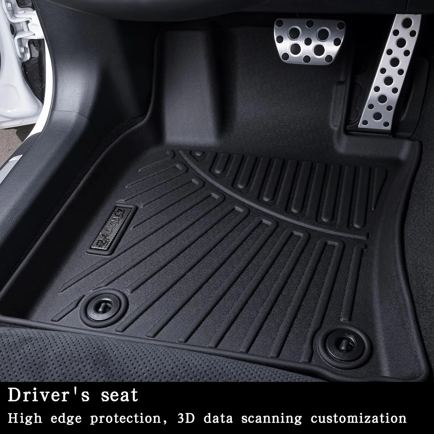 Floor Mats for 2024 2025 Chevy Silverado EV RST（Only Fit RST Model） Only EV,TPE All Weather Protection 2 Rows Car Floor Liners Accessories for Chevrolet Silverado-Black