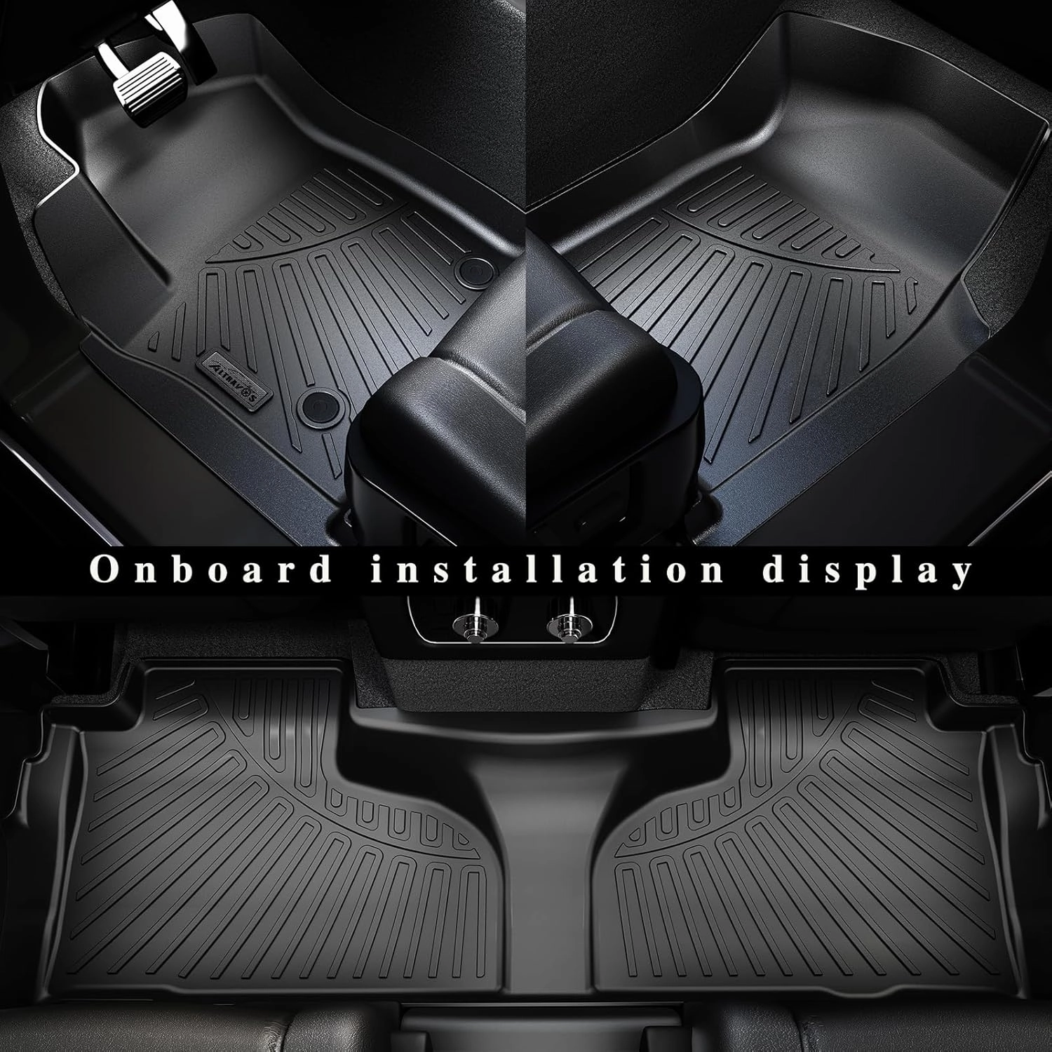 Floor Mats & Large Trunk Mat for 2013-2019 2020 Nissan Pathfinder TPE All Weather Protection Floor Liners with Cargo Liners Covering The Backrest Velcro Mat