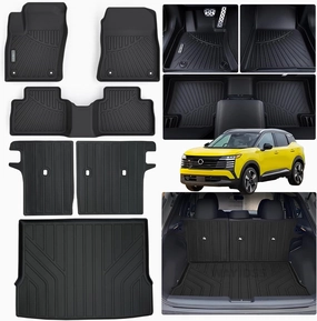 Floor Mats & Trunk Mat & Backrest Mat for 2025 2026 Nissan Kicks,TPE All Weather Protection 2 Rows Car Floor Mats with Trunk Mat with Velcro Rear Seats Backrest