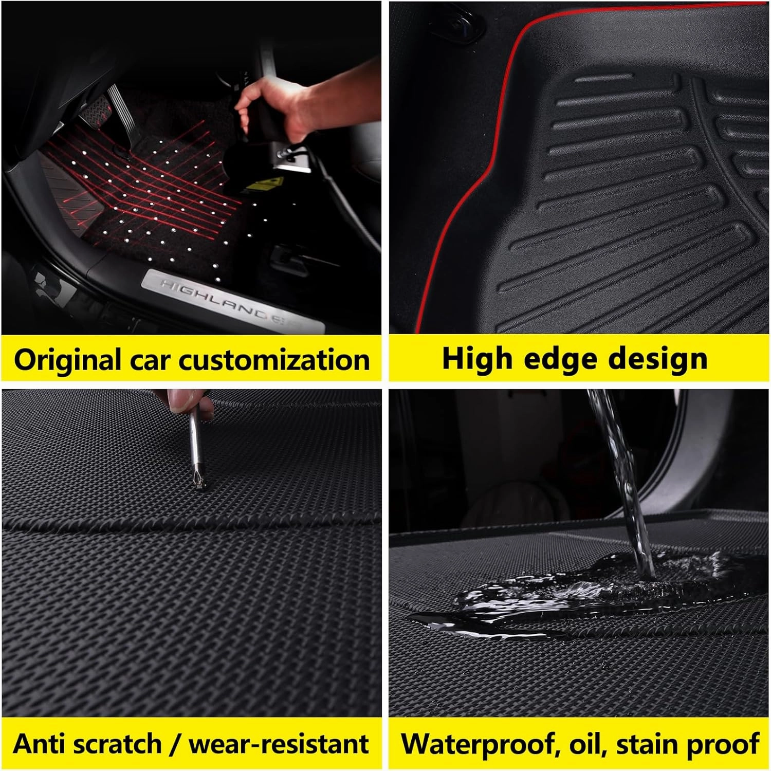Floor Mats & Trunk Mat for 2018-2024 2025 Honda Odyssey 7 Seats TPE All Weather Protection 3 Rows Full Set Car Floor Liners with Cargo Liners for Honda Odyssey-Black