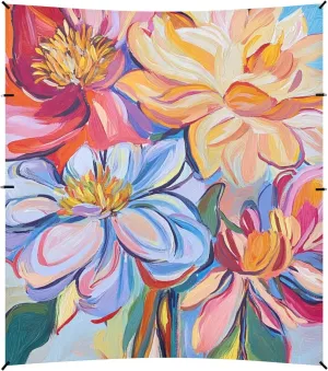 Florals Peonies Gardenia Butterflies Bees Rose Gold Beach Tent UPF50  Protection Easy Setup Sun Shade with Sandbags, Sand Shovel, Poles for Family Trips, Picnics & Camping