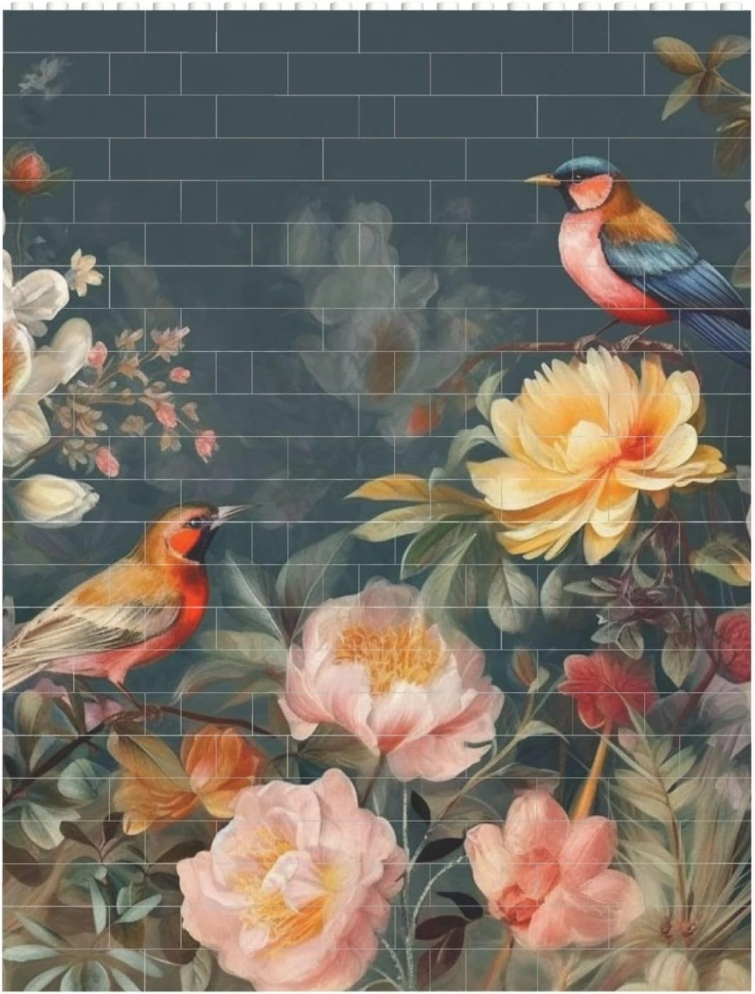 Flowers Birds Building Block Puzzle Personalized Building Bricks for Adults Square Shaped Block Puzzle Building Brick Block Puzzles Valentine's Day Gifts for Home Decor Brick Puzzle
