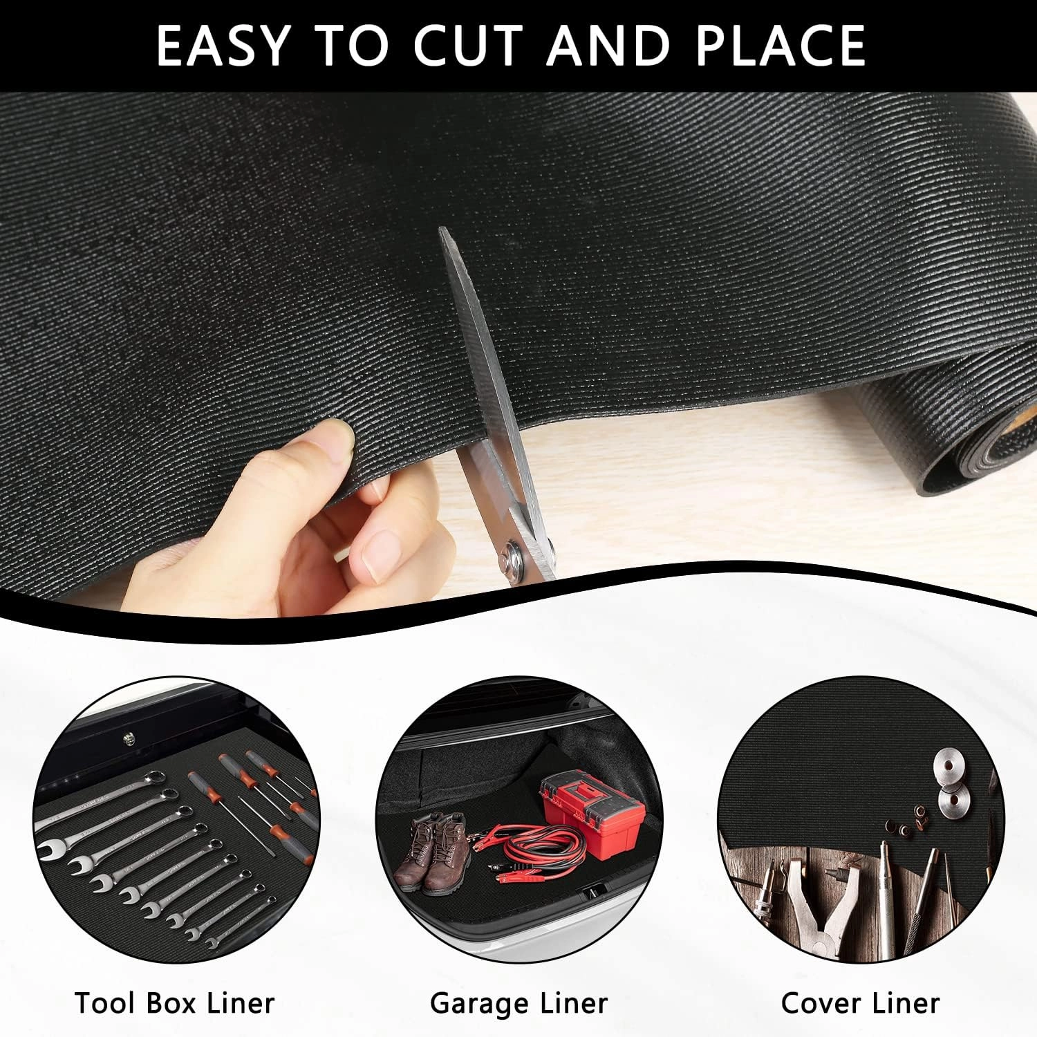Foam Toolbox Liner Drawer Mat 1/8 Inch Thick X 16 Inch Wide X 6 Ft Long Black, No Slip for Protecting Cabinet, Garage, Cart, Tool Box