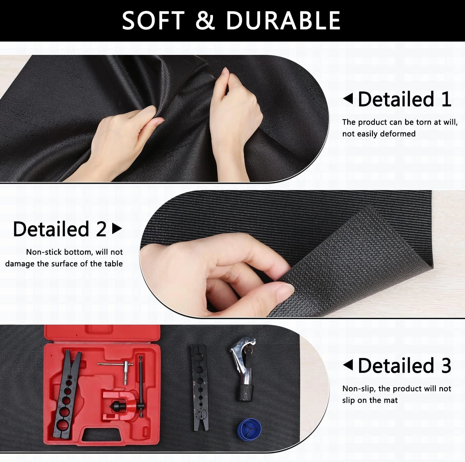 Foam Toolbox Liner Drawer Mat 1/8 Inch Thick X 16 Inch Wide X 6 Ft Long Black, No Slip for Protecting Cabinet, Garage, Cart, Tool Box