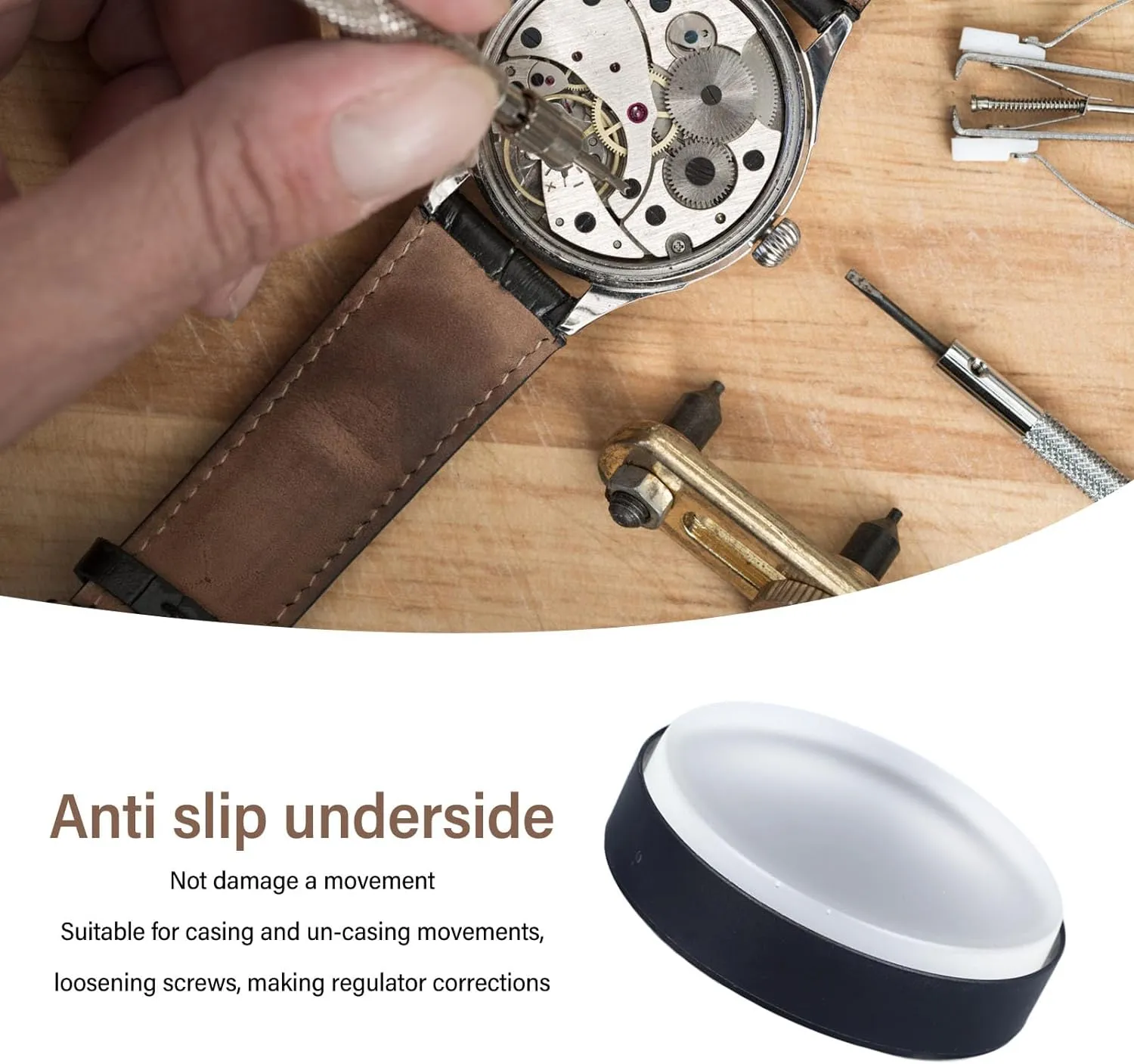 Fockety Soft Watch Case Casing Cushion, Transparent Soft Rubber Watch Repair Tool Watch Movement Cushion Pad Non Slip Watch Movement Pad, Watch Casing Cushion for Repair Watches Repair