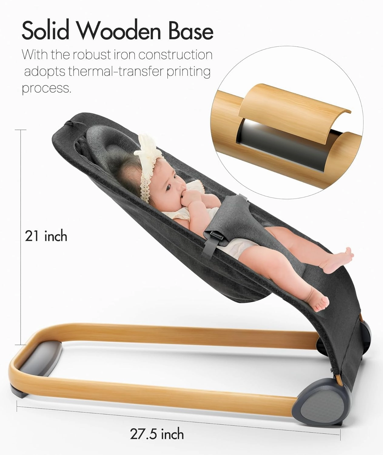 Fodoss Baby Bouncer,Portable Seat for Infants, Ergonomic Design Baby Bouncer Chair, Bouncer for Babies 0-12 Months, Black