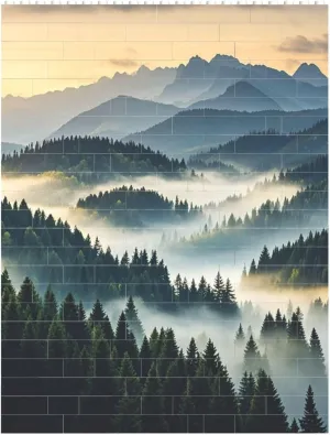 Foggy Mountains Forest Building Block Puzzle Personalized Building Bricks for Adults Square Shaped Block Puzzle Building Valentine's Day Gifts for Home Decor Brick Puzzle