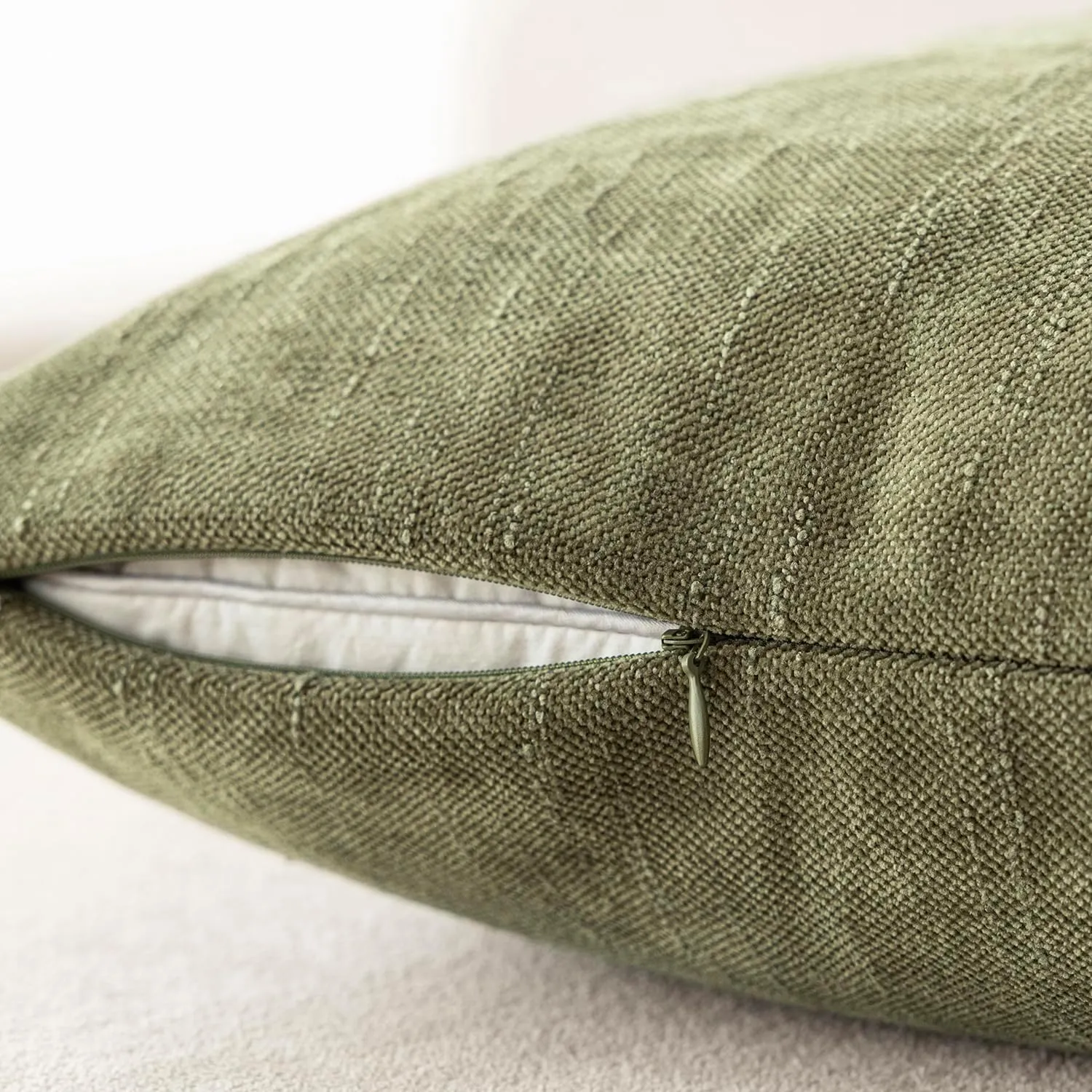 Foindtower Pack of 2 Soft Textured Chenille Throw Decorative Pillow Covers Square Accent Solid Cushion Cover Cozy Neutral Farmhouse Pillow Case for Couch Sofa Bedroom Living Room 18x18 Inch,Sage Green