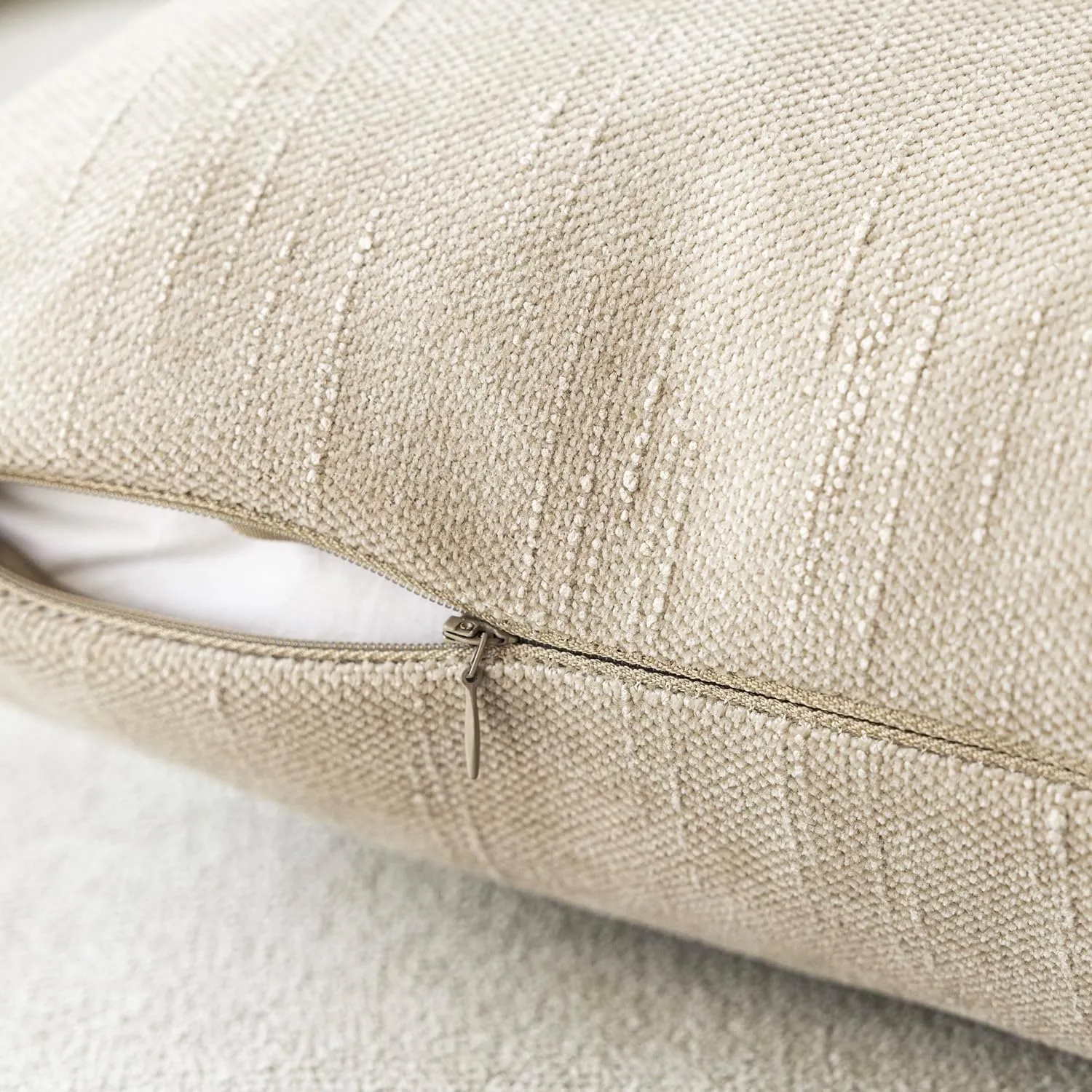 Foindtower Pack of 2 Soft Textured Throw Decorative Pillow Covers Square Accent Solid Cushion Cover Cozy Neutral Farmhouse Pillow Case for Couch Sofa Bedroom Living Room 18x18 Inch, Beige