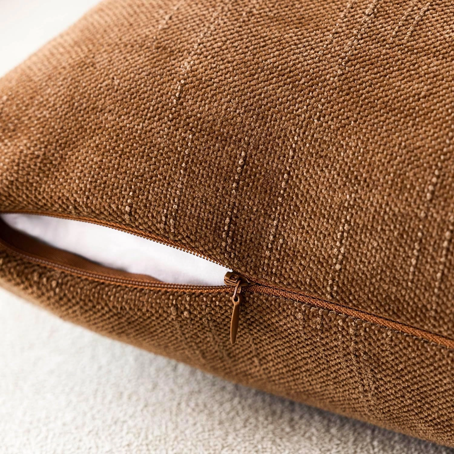 Foindtower Pack of 2 Soft Textured Throw Decorative Pillow Covers Square Accent Solid Cushion Cover Cozy Farmhouse Pillow Case with Zippe for Couch Sofa Bed Living Room 18x18 Inch, Bronze