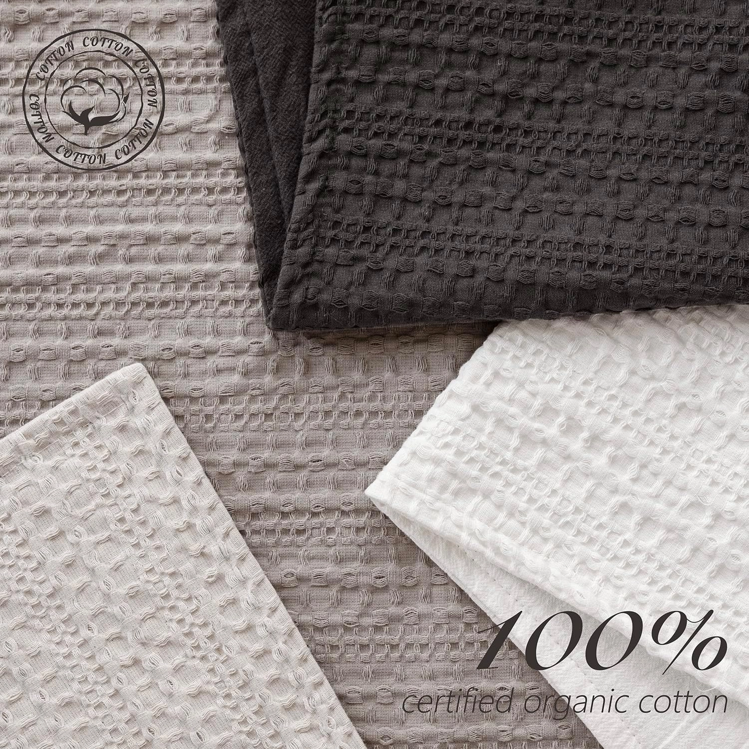 Foindtower Set of 2 Decorative Cotton Waffle Weave Throw Pillow Covers Euro Shams Cushion Covers Accent European Pillowcase for Bed Couch Sofa Bedroom Living Room Home Decor 18×18 Inch Dark Grey