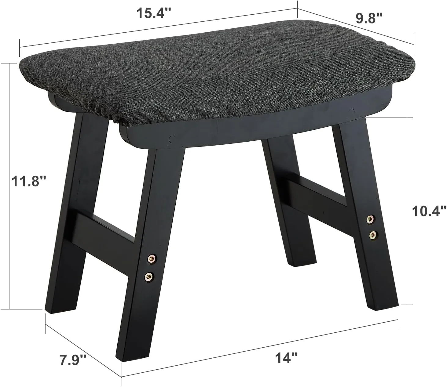 Foot Stool Ottoman Foot Rest Under Desk,Small Stool for Living Room, Bedroom and Kitchen (Black Legs - Gray Stool Surface)