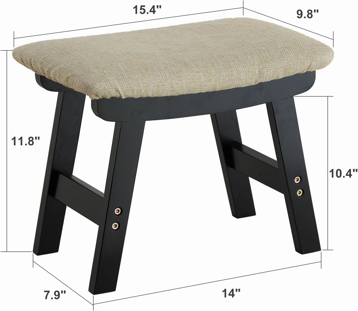 Foot Stool Ottoman Foot Rest Under Desk,Small Stool for Living Room, Bedroom and Kitchen (Black Legs - Beige Stool Surface)
