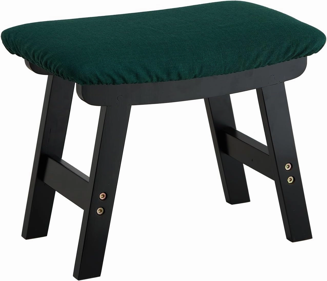 Foot Stool Ottoman Foot Rest Under Desk,Small Stool for Living Room, Bedroom and Kitchen (Black Legs - Green Stool Surface)