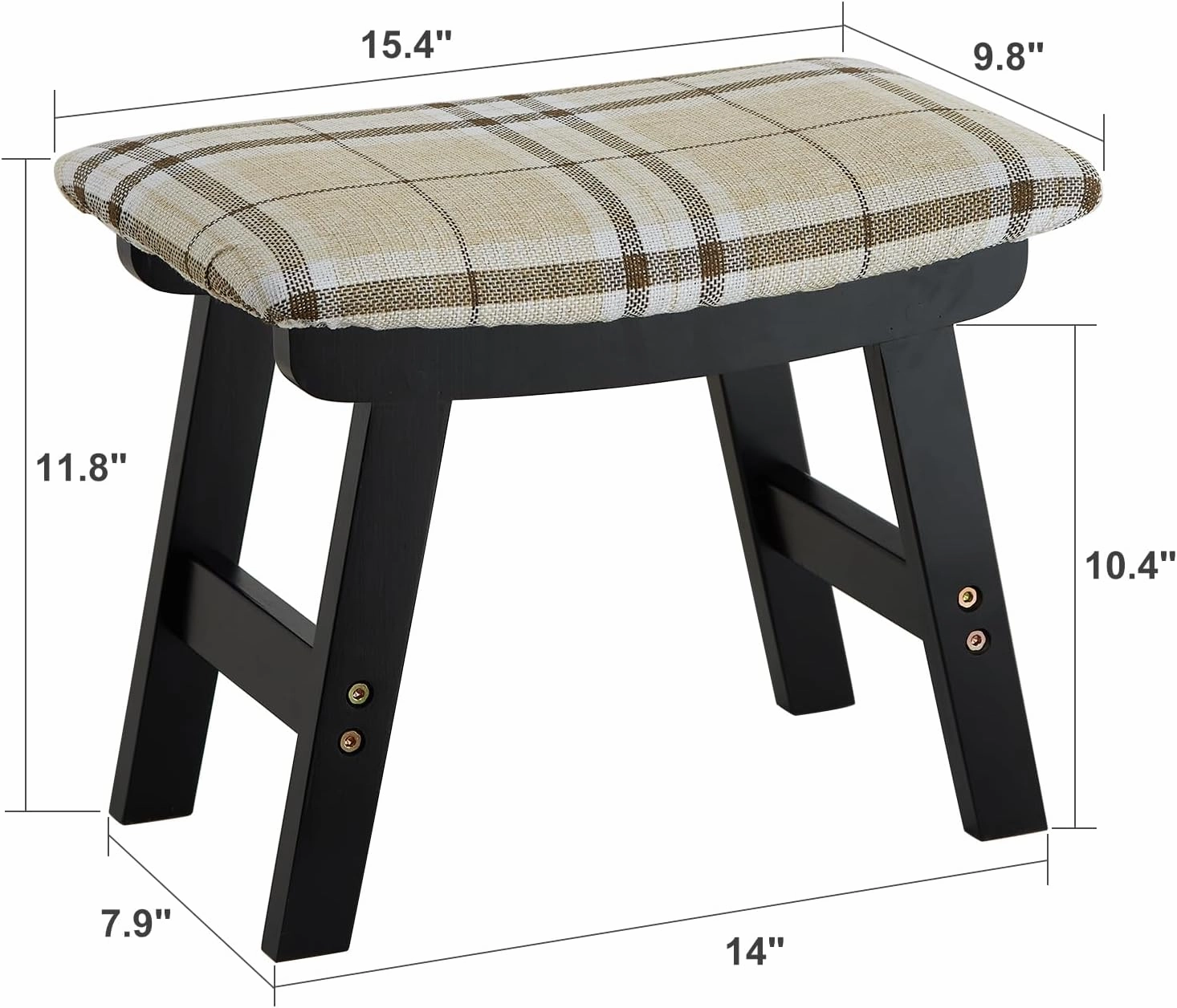 Foot Stool Ottoman Foot Rest Under Desk,Small Stool for Living Room, Bedroom and Kitchen (Black Legs - Stripes Stool Surface)